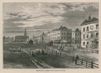 Kennington Common and Church 1830 av William Henry Prior