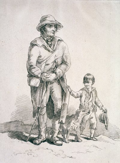 En rustik med en hund och en pojke, Provincial Characters, 1813 av William Henry Pyne