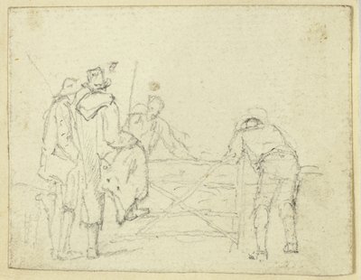 Fem figurer vid porten av William Henry Pyne