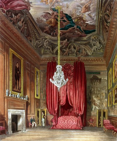 Drottning Marys sängkammare, Hampton Court från Pyne