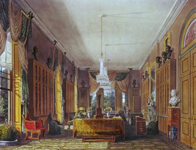 Drottningens bibliotek, Frogmore, Pynes "Royal Residences", 1818 av William Henry Pyne