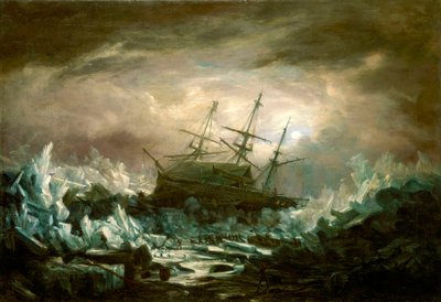 HMS "Terror", kapten Back, befinner sig i ett farligt läge i de arktiska regionerna under sommaren 1837 av William Henry Smyth