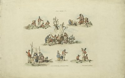 Camp Scenes, 1803 (färgad etsning) av William Henry after Pyne