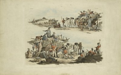 Camp Scenes, 1803 (färgad etsning) av William Henry after Pyne
