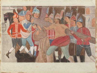 Korsets station nr 2: Korset läggs på Jesus, ca. 1936. av William Herbert