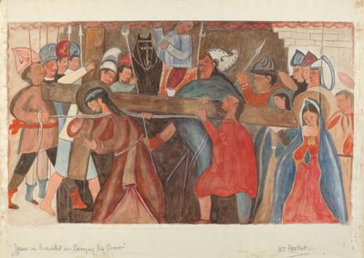 Korsets station nr 5: Jesus får hjälp med att bära sitt kors, ca. 1936. av William Herbert