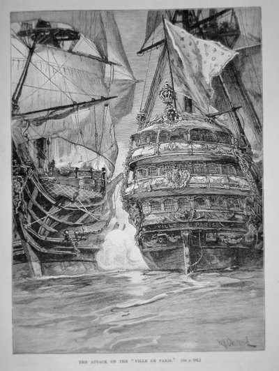 Attack mot "Ville de Paris" (litho) av William Heysham (after) Overend