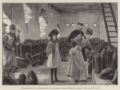 En reminiscens av bombardementet av Alexandria, turister som inspekterar snäckor i Ras-el-Tin Fort av William Heysham Overend