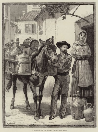 En försäljare av olja och vinäger, en skiss från Lissabon av William Heysham Overend