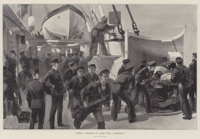 Åtgärdsövning ombord på HMS Australia av William Heysham Overend