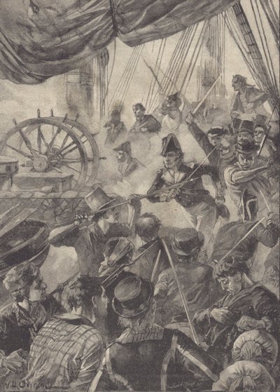 Boarding (litho) av William Heysham Overend