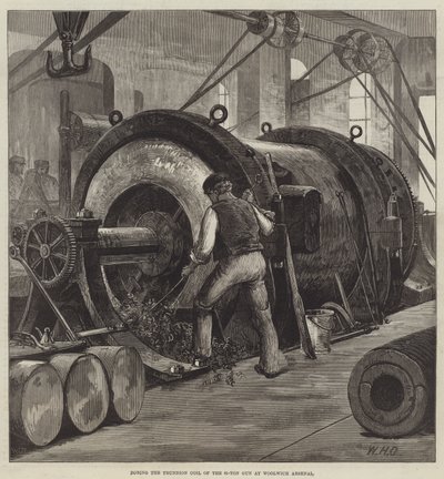 Boring the Trunnion Coil of the 81-ton Gun på Woolwich Arsenal av William Heysham Overend