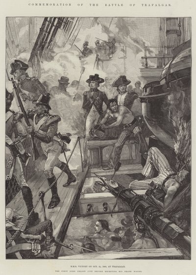 Åminnelse av slaget vid Trafalgar, HMS Victory den 21 oktober 1805, vid Trafalgar av William Heysham Overend