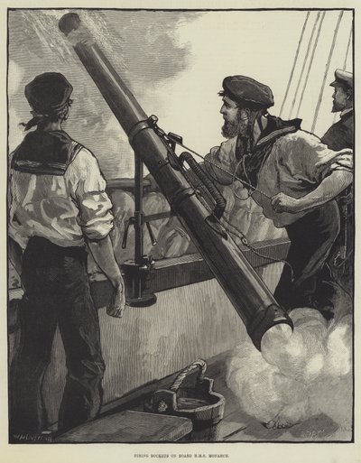 Avfyra raketer ombord på HMS Monarch av William Heysham Overend