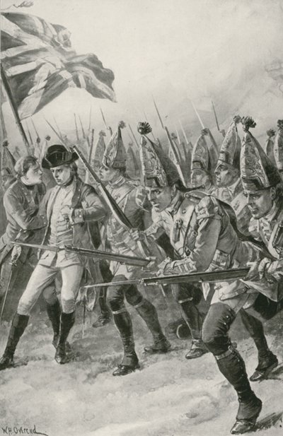 General Wolfe är dödligt sårad när han leder anfallet på Abrahams slätter av William Heysham Overend