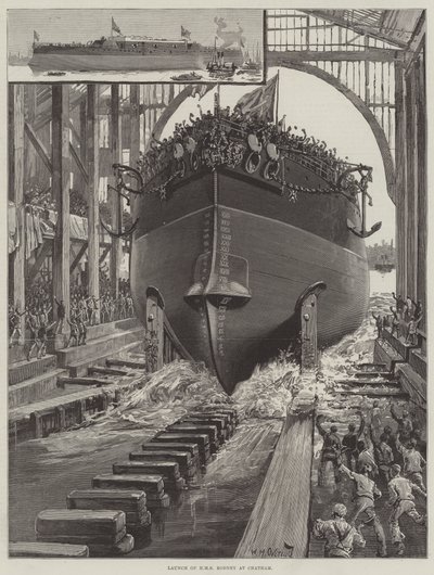 Lansering av HMS Rodney i Chatham av William Heysham Overend