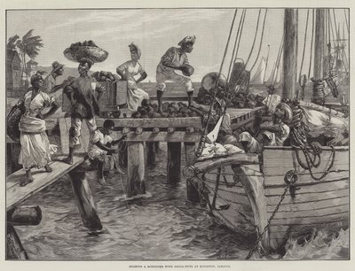 Laddar en Schooner med kakao-nötter i Kingston, Jamaica av William Heysham Overend