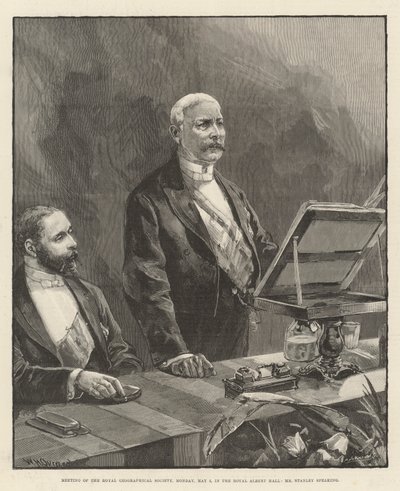 Royal Geographical Societys möte måndagen den 5 maj i Royal Albert Hall med Stanley som talare. av William Heysham Overend