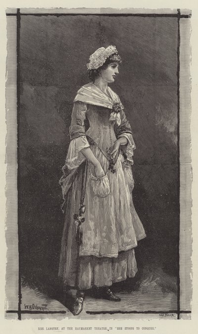 Mrs Langtry, på Haymarket Theatre, i She Stoops to Conquer av William Heysham Overend