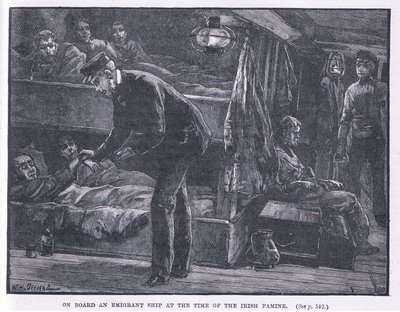 Ombord på ett emigrantfartyg vid tiden för den irländska svälten 1846 e.Kr av William Heysham Overend