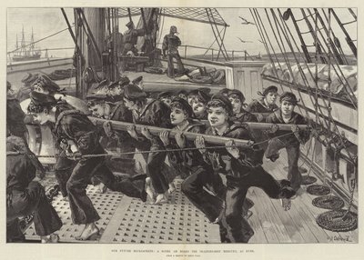 Our Future Bluejackets, en scen ombord på träningsfartyget Mercury, i Ryde av William Heysham Overend