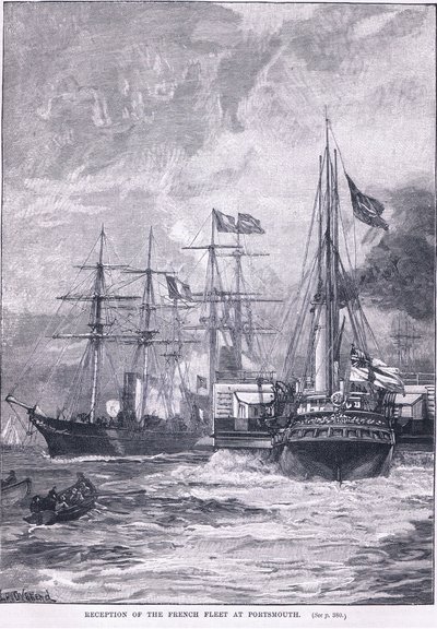 Mottagande av den franska flottan i Portsmouth 1865 AD av William Heysham Overend