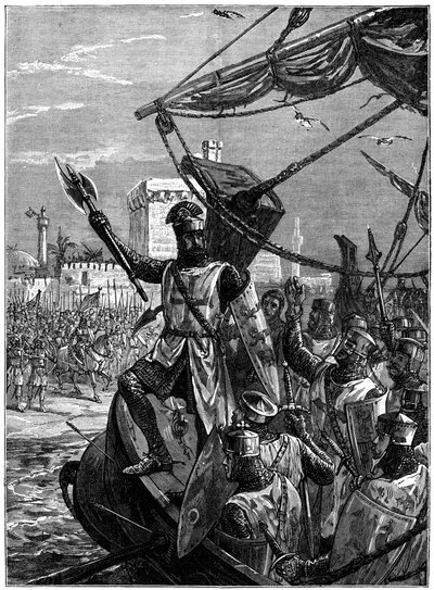 Richard I, Coeur de Lion landar i Jaffa Joppa, september 1191, c1880. av William Heysham Overend