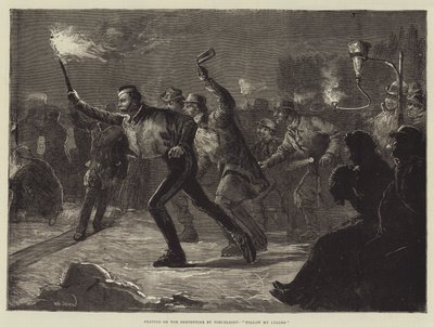Skating on the Serpentine by Torchlight, Follow My Leader av William Heysham Overend