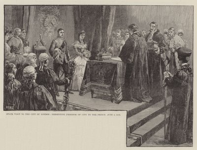 Statsbesök i City of London, presenterar Freedom of City till prinsen, 8 juni 1863 av William Heysham Overend