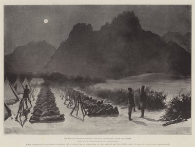 Framryckningen mot Dongola, Sonki by Moonlight, inne i Zareba av William Heysham Overend