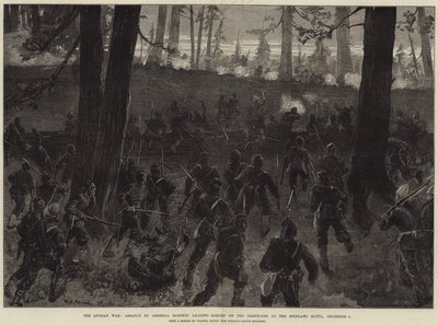 Det afghanska kriget, överfall av general Roberts ledande kolumn på barrikaden vid Spingawi Kotul, 2 december av William Heysham Overend