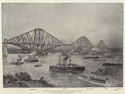 Kanaleskadern för ankar utanför Forth Bridge den 2 september. av William Heysham Overend