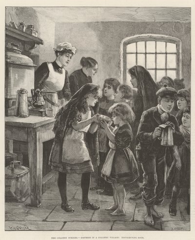 The Colliery Strikes, Distress in a Colliery Village, distribuerar soppa av William Heysham Overend