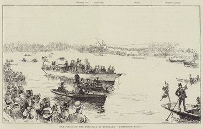Avslutningen på båtkapplöpningen i Mortlake, Cambridge vinner! av William Heysham Overend