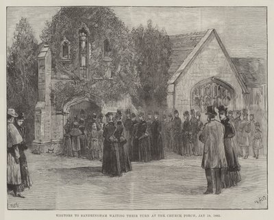 Begravningen av den framlidne hertigen av Clarence och Avondale, besökare i Sandringham som väntar på sin tur vid Church Porch, 18 januari 1892 av William Heysham Overend
