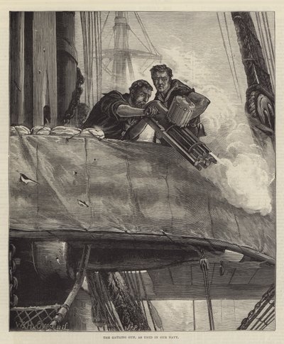 Gatling Gun, som används i Our Navy av William Heysham Overend