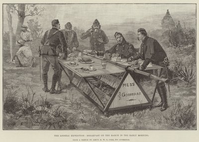 Lushai-expeditionen, frukost på mars på tidig morgon av William Heysham Overend