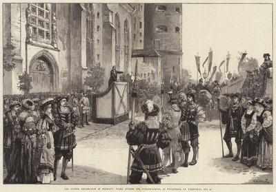 Lutherfirandet i Tyskland, scen utanför Schloss-Kirche, i Wittenberg, onsdagen den 31 oktober av William Heysham Overend