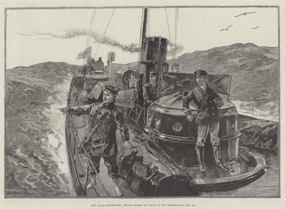 Flottans manövrer, prins George av Wales i sin torpedobåt (nr 79) av William Heysham Overend