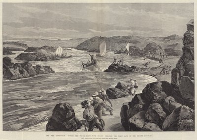 Nilexpeditionen, bogsering av valbåtarna med trupper genom den första porten till den andra katarakten av William Heysham Overend