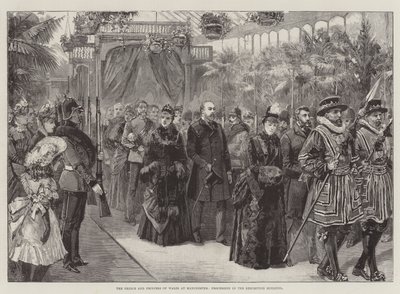 Prinsen och prinsessan av Wales i Manchester, procession i utställningsbyggnaden av William Heysham Overend