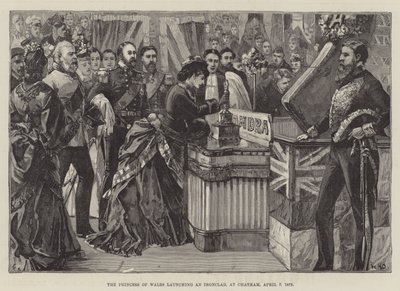 Prinsessan av Wales lanserar en Ironclad i Chatham den 7 april 1875 av William Heysham Overend