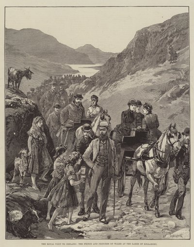 Det kungliga besöket på Irland, prinsen och prinsessan av Wales vid sjöarna i Killarney av William Heysham Overend