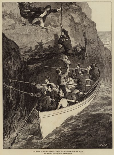 The Wreck of the Strathmore, tar de överlevande från ön av William Heysham Overend