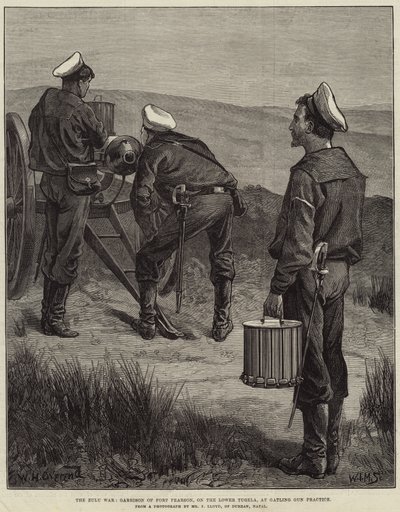 Zulukriget, Garnison of Fort Pearson, på Nedre Tugela, vid Gatling Gun Practice av William Heysham Overend