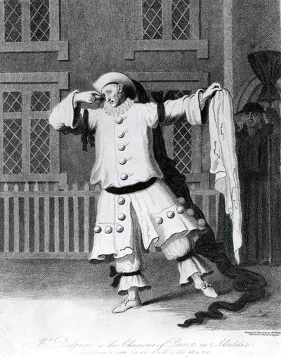 Herr Delphini i Pierots karaktär i Aladdin, 1780-1790 av William Hincks