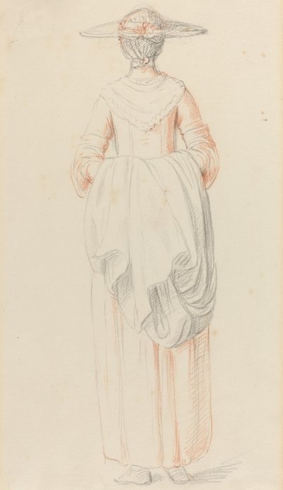 Lady som håller sin mantel bakifrån av William Hoare