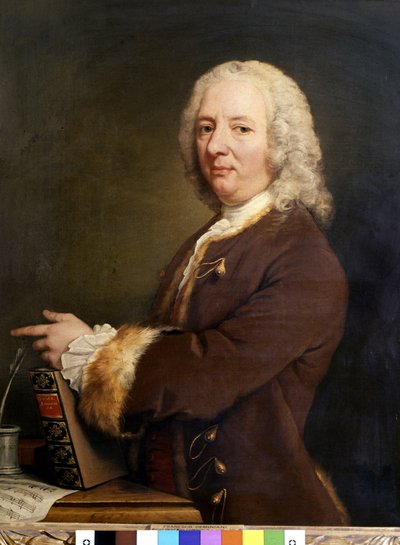 Porträtt av Francesco Saverio Geminiani. Italiensk musiker av William Hoare