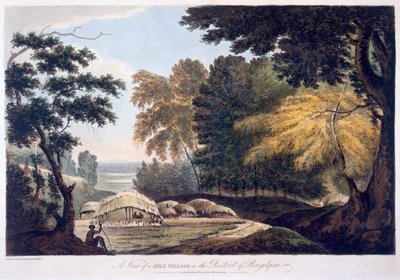 Hill Village i distriktet Bauhelepoor, 1787 (akvatint) av William Hodges