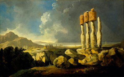 Monument på Påskön, ca 1776 (olja på pannå) av William Hodges